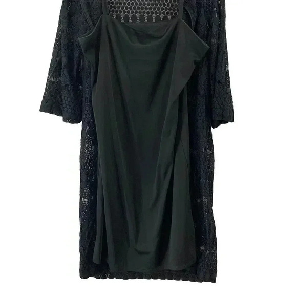 Chico's Women’s Black Embroidered Lace Overlay 3/4 Sleeve Shift Dress Sz 1 (8) - Picture 6 of 6